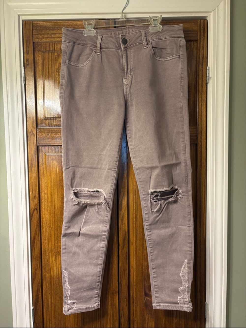 American Eagle Outfitters Mauve-Taupe Ripped Skinny Jeans